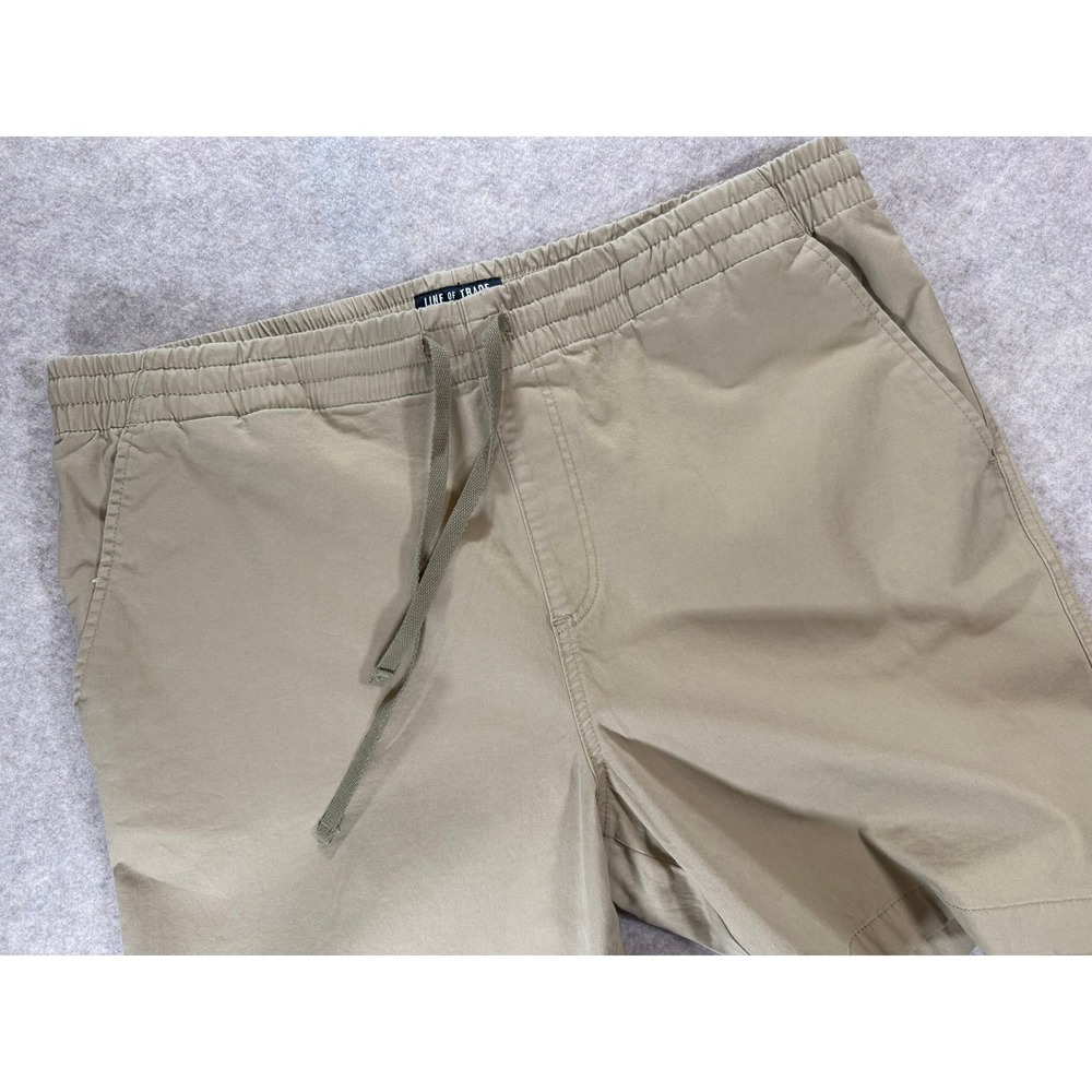 Line of Trade Mens XL Khaki Tan Elastic Waist Drawstring Cotton Stretch Shorts